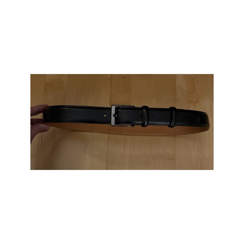 Vestimena Black Leather Belt Silver Buckle 35